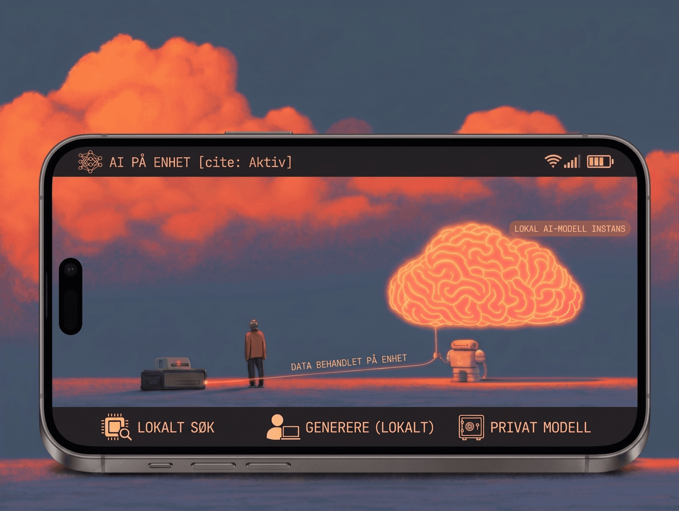 Illustrasjon: AI på enheten (on-device AI)